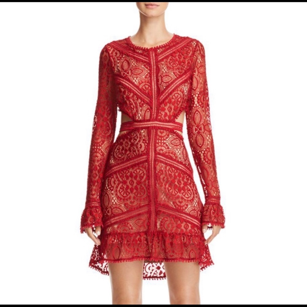 For Love & Lemons Red Lace Dress
